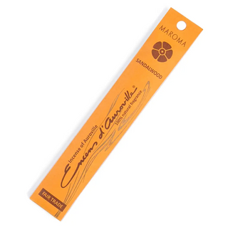 Incense packet in orange with red text of Maroma flower. Fair Trade all natural incense. 