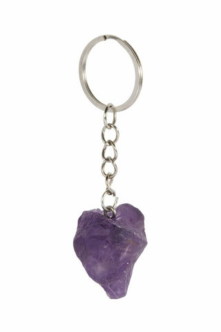 Dark Amethyst Crystal Keychain | Raw Uruguayan Stone
