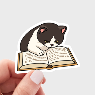 Bookish Cat Vinyl Sticker