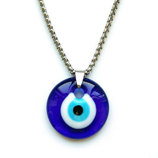 Evil Eye Glass Pendant Necklace | 22" Chain