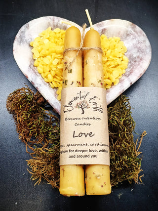 Love Dressed Beeswax Intention Candles for Romance, Self-Love, and Connection