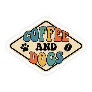 Coffee and Dogs Vinyl Sticker | Retro Dog Lover Coffee Decal