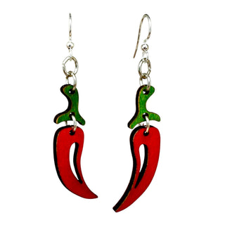 Chili Pepper Earrings | Laser-Cut Wood & Stainless Steel