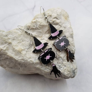 Witch Cauldron Earrings | Triple Moon Gothic Dangles