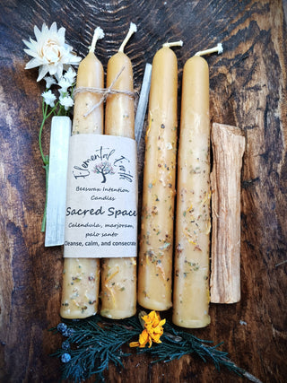 Sacred Space Dressed Beeswax Intention Candles for Cleansing and Consecration