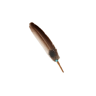 Turkey Smudge Feather with Turquoise Bead | Ritual Smoke Cleansing Feather 10–12"