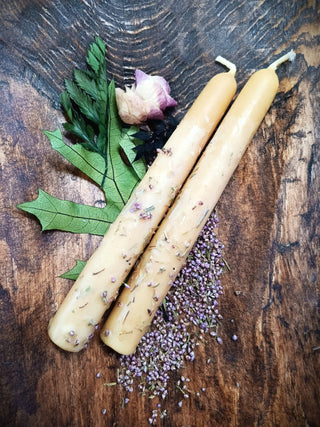 Positive Energy Dressed Beeswax Intention Candles for Joy and Uplifting Energy