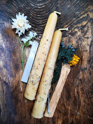 Sacred Space Dressed Beeswax Intention Candles for Cleansing and Consecration