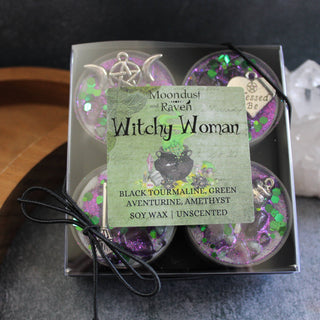 Moondust and Raven Ritual Tea Light Candle Set