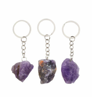 Dark Amethyst Crystal Keychain | Raw Uruguayan Stone