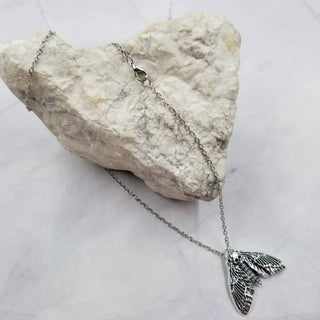 Death Moth Skull Necklace | Gothic Moth Pendant