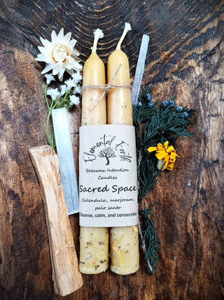 Sacred Space Dressed Beeswax Intention Candles for Cleansing and Consecration