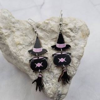 Witch Cauldron Earrings | Triple Moon Gothic Dangles