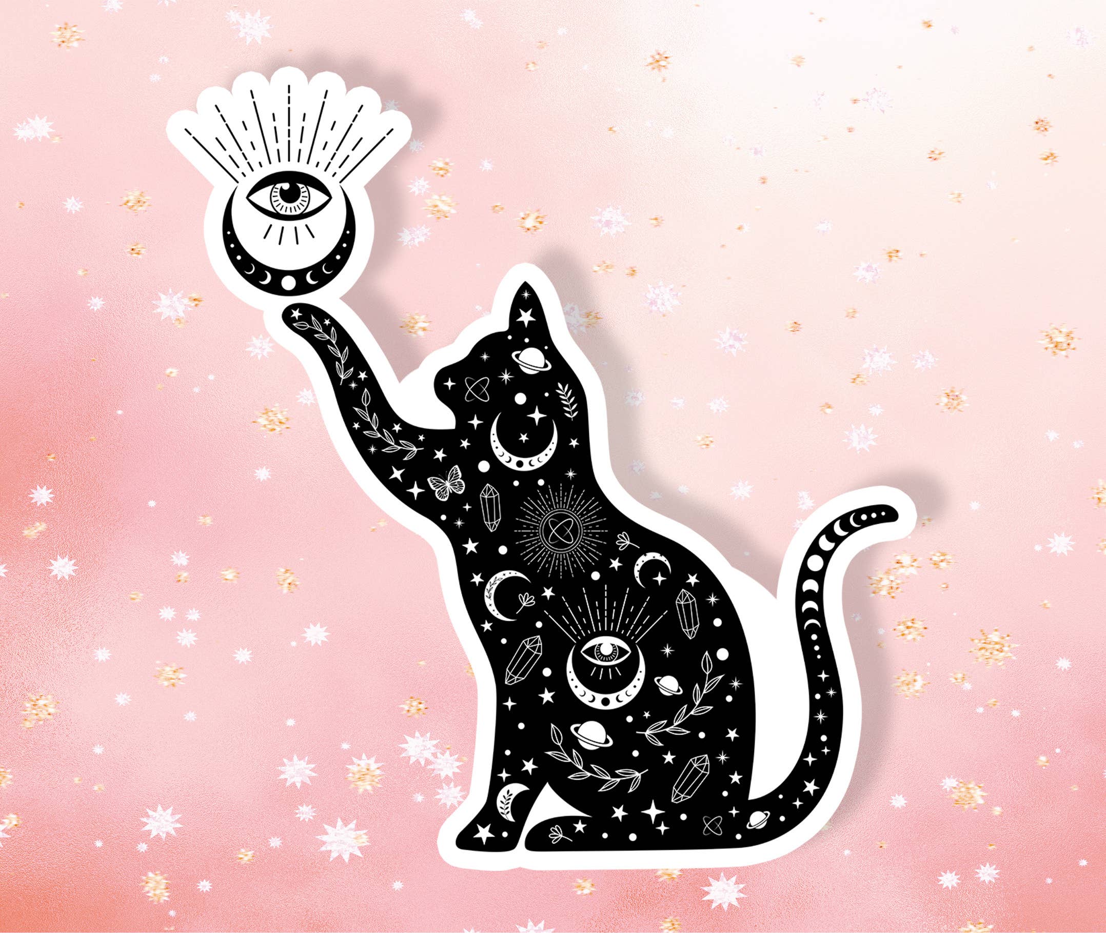 Black Cat Evil Eye Vinyl Sticker Waterproof Witchy Sticker – The Ninth ...