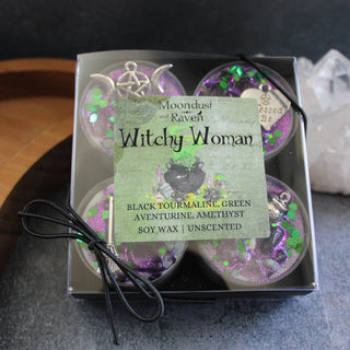 Moondust and Raven Ritual Tea Light Candle Set