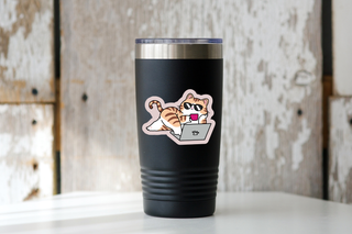 Cool Cats Work From Home Cat Vinyl Sticker