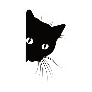 Peeking Black Cat Clear Vinyl Sticker