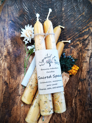 Sacred Space Dressed Beeswax Intention Candles for Cleansing and Consecration