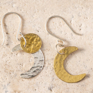 Nova Moons Earrings | Mixed Metal Crescent Dangles