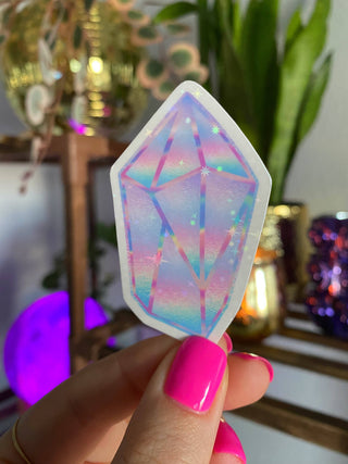 Amethyst Crystal Holographic Vinyl Sticker
