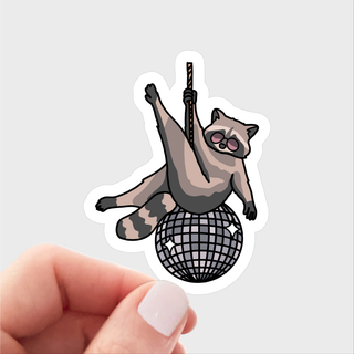 Disco Diva Raccoon Vinyl Sticker
