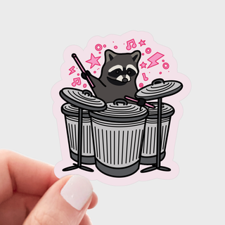 Rockin’ Raccoon Drum Set Vinyl Sticker