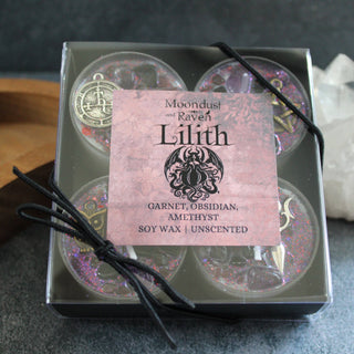 Moondust and Raven Ritual Tea Light Candle Set