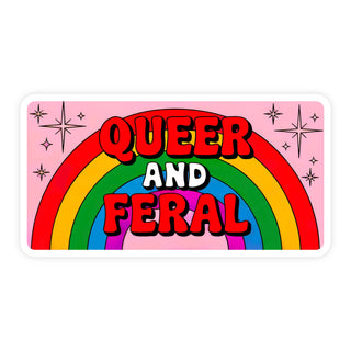 Queer and Feral Vinyl Bumper Sticker | LGBTQ Pride Decal