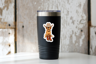 Golden Cowboy Dog Vinyl Sticker