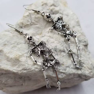 Silver Skeleton Earrings | Articulated Gothic Dangles
