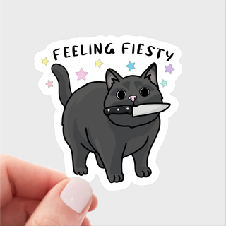 Feeling Feisty Black Cat Knife Vinyl Sticker