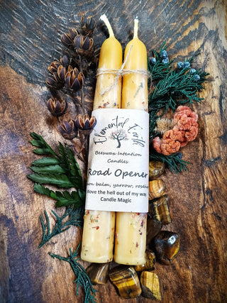 Road Opener Dressed Beeswax Intention Candles for Clearing and New Paths