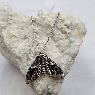 Death Moth Skull Necklace | Gothic Moth Pendant
