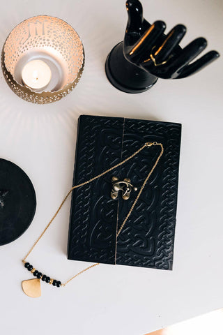 Celtic Knot Embossed Leather Journal | Handmade Paper