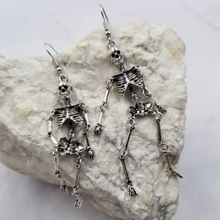 Silver Skeleton Earrings | Articulated Gothic Dangles