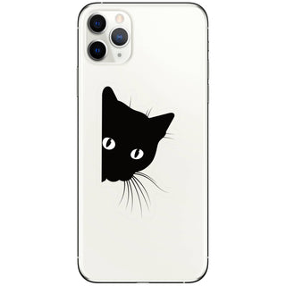 Peeking Black Cat Clear Vinyl Sticker