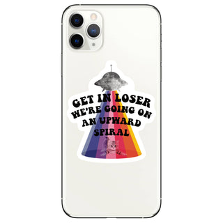Get In Loser Upward Spiral UFO Cat Vinyl Sticker