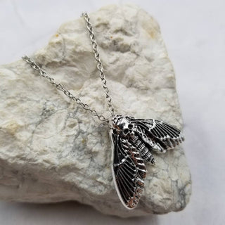 Death Moth Skull Necklace | Gothic Moth Pendant