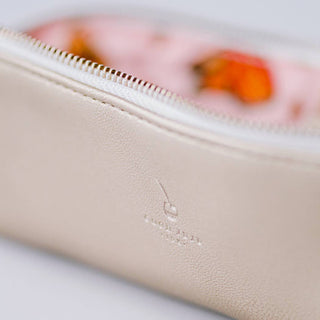 Luxe Slim Pencil Pouch | Metallic Bronze Vegan Leather
