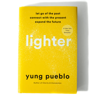 Cover of Lighter by yung pueblo. Cover is yellow with white text.
