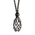 Adjustable Crystal Holder Necklace | Woven Mesh Net Stone Cage