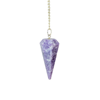 Lepidolite pendulum for divination, Light purple with a silver chain.
