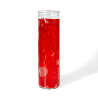 Red 7 day tall jar candle for ritual, energy work and spellwork.  Useful for love and passion.
