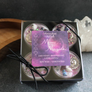 Moondust and Raven Ritual Tea Light Candle Set