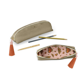 Luxe Slim Pencil Pouch | Metallic Bronze Vegan Leather