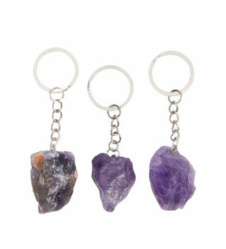 Dark Amethyst Crystal Keychain | Raw Uruguayan Stone