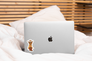 Golden Cowboy Dog Vinyl Sticker