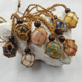 Woven Cage Crystal Necklace | Interchangeable Stone Holder
