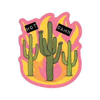 Hot Damn Saguaro Cactus Vinyl Sticker
