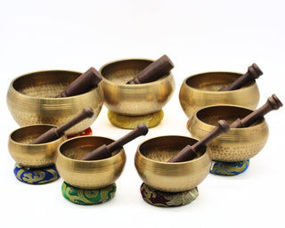Hand-Hammered Himalayan Singing Bowl Set | 7-Piece Sound Healing Set